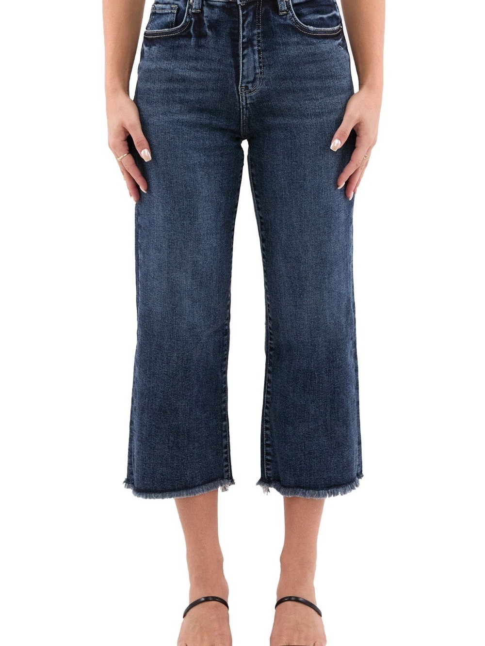 RFM CHLOE HIGH RISE WIDE LEG CROPPED FRAYED JEANS Size 7/28